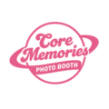 Core Memories Photo Booth pink logo — modern event photo booth rentals in Salinas, Monterey, and San Jose